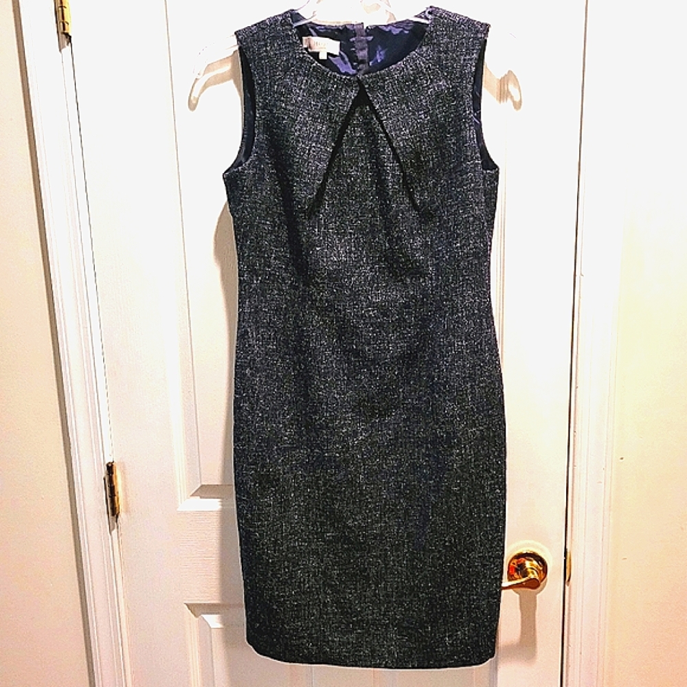 Hobbs London Dress. Wool blend blue heather. Size 8